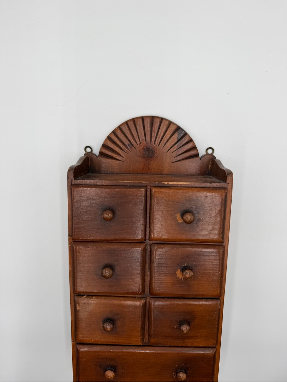 Vintage Wooden Apothecary Spice Cabinet 8 Drawer Farmhouse Wall Shelf - Picture 2 of 10